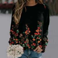 Ženska majica s kapuljačom od zime do jeseni, ležerni vrhovi dugih rukava, cvjetni pulover, lagane dukserice