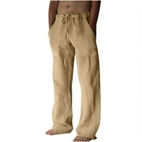 Muške hlače od pamuka i lana s elastičnim elastičnim strukom, mješovite prozračne udobne mekane Ležerne hlače