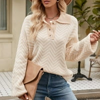 Džemperi za hueook za žene plus veličina novih vikaza pruga dugih rukava moda ležerna pletena pullover okrugli