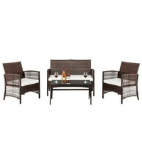 Dvostruki jednostruki stolić za kavu s naslonom za ruke, šuplji pleteni kombinirani kauč, smeđi gradijent