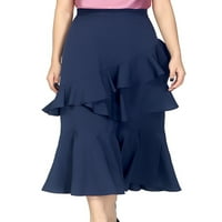 Frontwalk ženska olovka suknja solidna boja ruffle obloga dugi suknje seksi bodycon maxi suknja