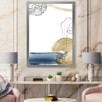 DesignArt 'Zlatna marinska školjka klasični plavi sažetak' Farmhouse Farmed Art Print