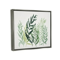 Stupell Industries Slojeviti biljni listovi Botanička grafička umjetnost sjajna siva plutajuća uokvirena platna