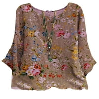 Ženska majica s okruglim vratom, ležerna bluza od tunike, boemska široka majica, Vintage Cvjetni ljetni vrhovi,