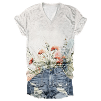 Ženska majica s prirodnim cvijetom, modna atraktivna animirana ljetna majica s izrezom u obliku slova a za odrasle