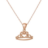 Sterling Silver 14KT ružičasta zlatna tiara privjesak 16 + 2 lanac