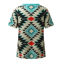 Ljetne ženske košulje Žene retro tiskano pleme Geometrijski tisak V-izreza s kratkim rukavima majice gornje bluze