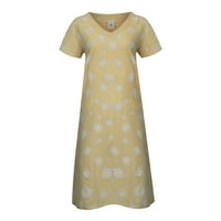 Ljetne haljine za žene labave tiskane V-izrez Daisy dužine koljena kratki rukavi plus haljina ženke