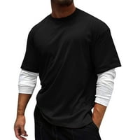 Muška ležerna jednobojna majica s rukavima, Bluza s dugim rukavima, majica s okruglim vratom