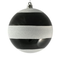 Božićni ukras svjetlucave kuglice u crno-bijelim prugama od 9, pakiran