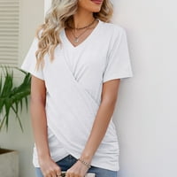 Ženske majice, Ležerne majice s kratkim rukavima s popustom na prednjoj strani, modna ljetna jednobojna majica