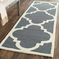 Geometrijski tepih od vune s četiri lista u boji slonovače, 2 '6 4'