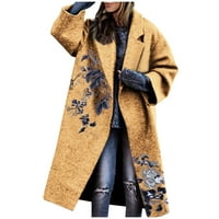 Predimenzionirani Ženski kaput od polu vunene tkanine, zimski kaput dugih rukava s grafičkim printom, jakna srednje