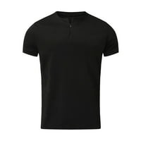 Košulje za muškarce, ležerna bluza s patentnim zatvaračem s odbijenim ovratnikom, jednobojna polo majica, Crna