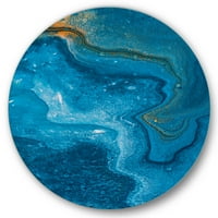 Designart 'Sažetak plavog mramornog sastava II' Moderni krug metal zidne umjetnosti - disk od 23