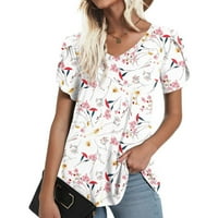 Prugasti ljetni vrhovi za žene-Seksi majica s tunikom s izrezom u obliku slova U I rukavima, široke majice kratkih