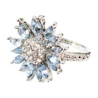 Kukusong Pokloni za Majčin dan modni svijetloplavi dijamantni prsten od suncokreta Modni Kreativni prsten nakit