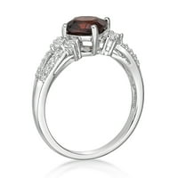 Jay Heart Dizajn sterling srebrni pravi granat i stvorio bijeli safirni prsten
