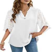 Ženska majica s izrezom u obliku slova u, majica kratkih rukava, jednobojna bluza od tunike, svečani ljetni vrhovi