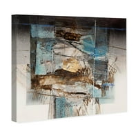 Wynwood Studio Abstract Wall Art Canvas Otisci 'Sai - Industrial Geo II' Geometric - zlato, plava