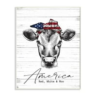Stupell Industries Americana kravlje crvena bijela i moo country farma Citat Grafička umjetnost Umjetnost Umjetnička
