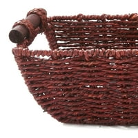 Ručno izrađena košarica za odlaganje morske trave u kupaonici s drvenim ručkama-organizator gornjeg toaletnog