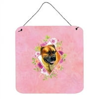 in. Borboel mastiff ružičasti cvjetovi zid ili vrata viseći otisci