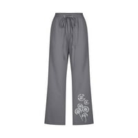 Joga hlače za žene Capri Plus Size modne ženske Ležerne rastezljive široke hlače s printom ravne hlače širokih