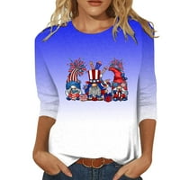 Majice za dame Novo ljeto četvrti srpanj Košulja Košulja Nezavisnost Dan tiskanih ležernih vrhova okrugli vrat