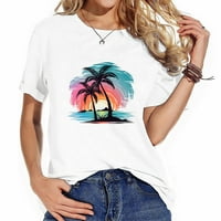 Palm Tree crtić ženska grafička majica s trendovskim dizajnom, majica s kratkim rukavima za ljeto