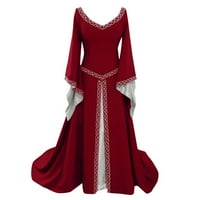 haljina za trudnice, ženska srednjovjekovna haljina s dugim rukavima i dekolte u obliku slova u, haljina za podnu