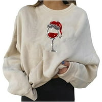 Ženski Božićni grafički casual pulover s okruglim vratom široka košulja lagani vrhovi dukserica