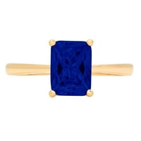 2-karatni smaragdni rez s imitacijom plavog safira od žutog zlata 14k, vjenčani prsten za godišnjicu, veličina