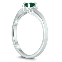 Ženski 5-struki smaragdni dijamantni prsten od 10k bijelog zlata