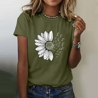 majice za žene Ženska ljetna majica sa suncokretom Plus size labava bluza majice kratkih rukava za djevojčice