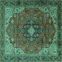 Tradicionalni tepisi, tirkizno plavi, kvadrat od 5 stopa