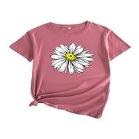 ; Ženske ljetne majice kratkih rukava majica s cvjetnim printom svečana boemska majica modna tunika s okruglim