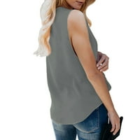 Modna ženska ležerna jednobojna bluza s izrezom u obliku slova u, Majica Bez rukava, ljetni vrhovi u obliku majice