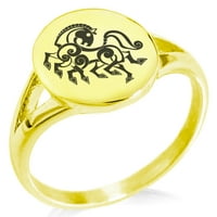 Odinov Sleipnir od nehrđajućeg čelika, skandinavski minimalistički vikinški prsten s ovalnim gornjim dijelom i
