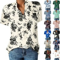 Ženske majice s izrezom u obliku slova u, ležerna majica kratkih rukava s printom, pulover, široka bluza od 3
