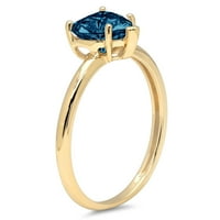 Prsten od žutog zlata od 14 karata s dijamantnim rezom srca od prirodnog londonskog plavog topaza od 8,5