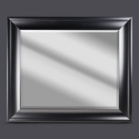 Crno zakošeno zidno ogledalo za toaletne potrepštine