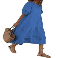 Ženska ležerna jednobojna haljina od tunike s kratkim rukavima