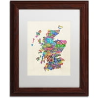 Zaštitni znak likovna umjetnost Škotska tipografija Tekst karta Canvas Art by Michael Tompsett, bijeli mat, drveni