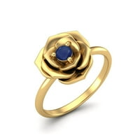 Ženski zaručnički prsten s okruglim plavim safirom od srebra i zlata od srebra;