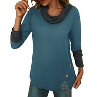 Majica Ženska jesenska majica dugih rukava kontrastne boje široki pulover od krpica topla Mekana proljetna majica