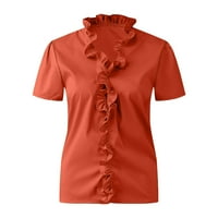 Ženske ljeto plus veličine vrhovi ruffle v-izreza bluze košulje haljine ležerne trendovske labave majice s kratkim