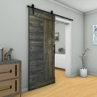 Vrata staje s čvrstim čvorovim borovim pločama od drva i hardverskog kompleta ogorčena siva 42x84