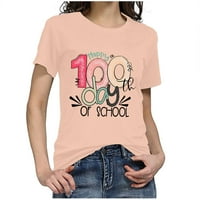 Žene 100. dan školske košulje ljeto smiješno pismo tisak majice kratkih rukava casual labave pulover grafičke