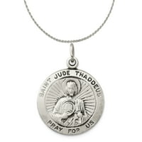 Karat u karats sterling srebrni starinski sveti jude jaddeus medalja privjesak s ogrlicom lanca srebrnog užeta